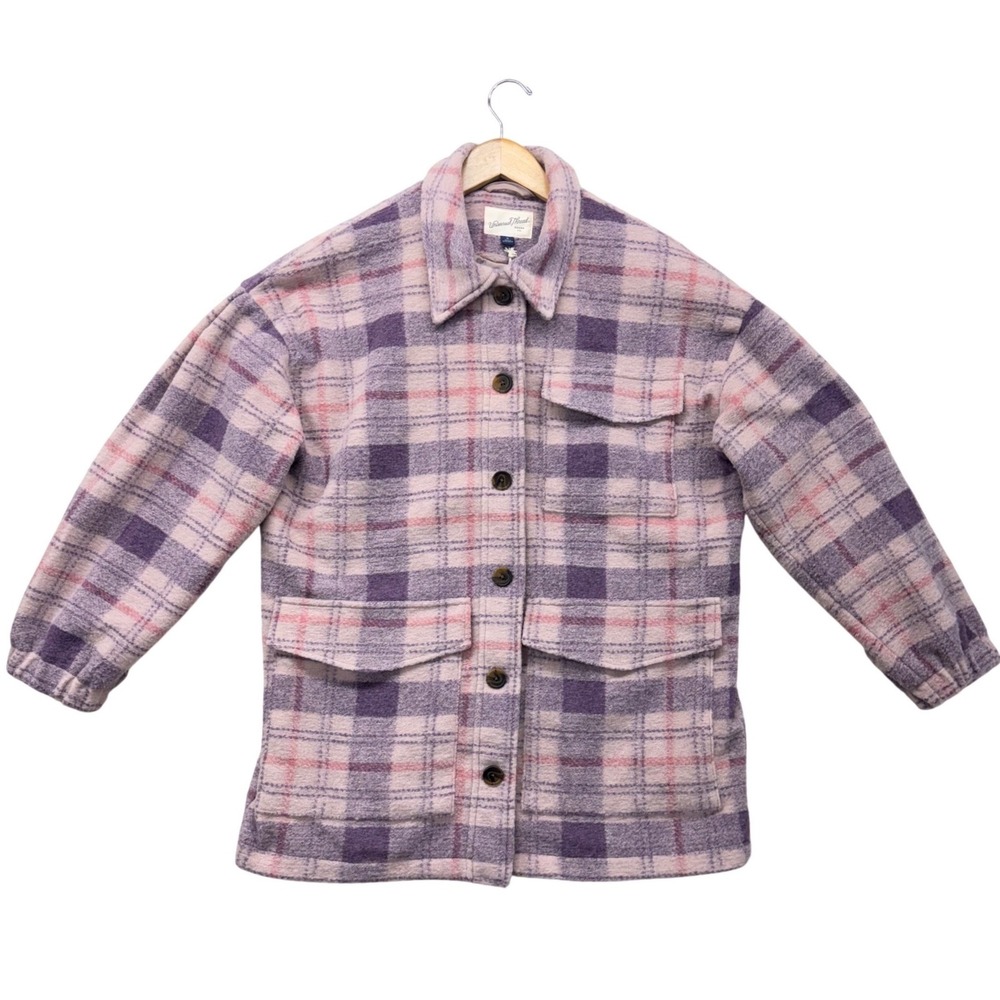 Universal Thread Purple Plaid Shacket Womens M Button Front Shirt Jacket NWT New - Picture 4 of 16